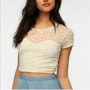 Pins and Needles Floral Lace Crop Top